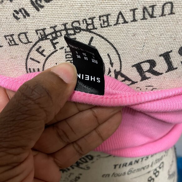 Halter Collared V neck Crop Knit‎ Ribbed Pink Top Size Small Shein - Picture 3 of 4